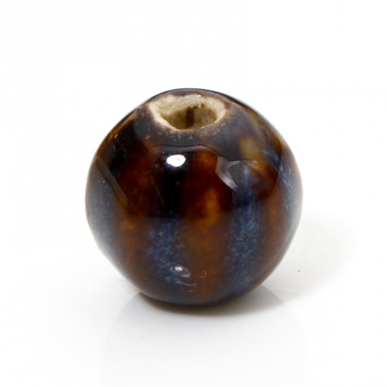 Picture of 20 PCs Ceramic Beads For DIY Jewelry Making Pumpkin Dark Purple About 12mm x 11mm, Hole: Approx 2mm