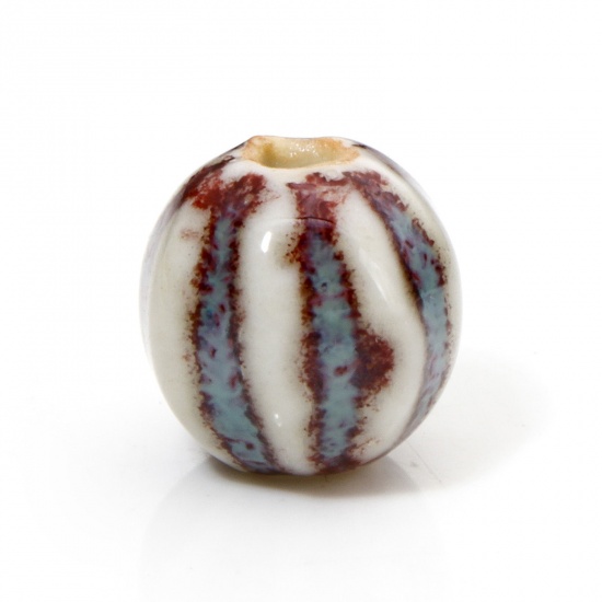 Picture of 20 PCs Ceramic Beads For DIY Jewelry Making Pumpkin Wine Red About 12mm x 11mm, Hole: Approx 2mm