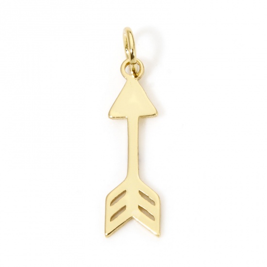 Picture of 5 PCs Eco-friendly Brass Charms 18K Real Gold Plated Arrow Smooth Blank 22mm x 5.5mm