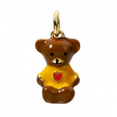 Picture of 1 Piece Eco-friendly Brass Charms 18K Real Gold Plated Multicolor Bear Animal Enamel 18mm x 9mm