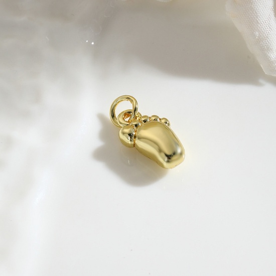 Picture of 2 PCs Brass Charms 18K Gold Plated Feet 3D 16mm x 8mm