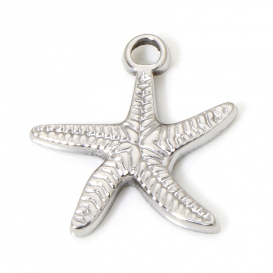 Immagine di 1 Pz Ecologico 304 Acciaio Inossidabile Gioielli Oceanici Ciondoli Stella di Mare Tono Argento 15.5mm x 15mm