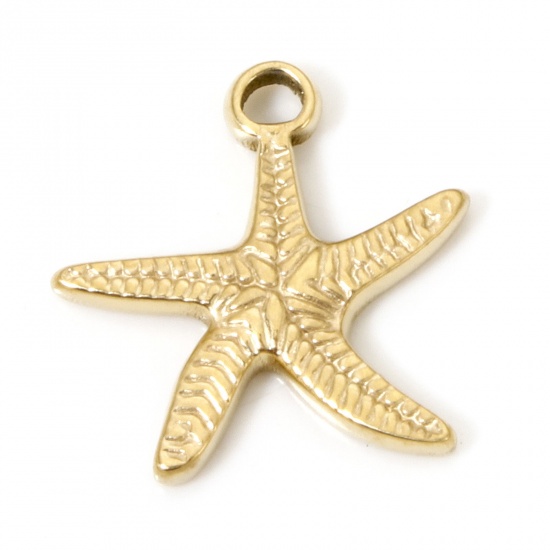 Immagine di 1 Pz Placcatura Sottovuoto Ecologica 304 Acciaio Inossidabile Gioielli Oceanici Ciondoli Stella di Mare Oro Placcato 15.5mm x 15mm