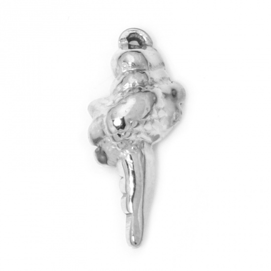 Immagine di 1 Pz Ecologico 304 Acciaio Inossidabile Gioielli Oceanici Ciondoli Conchiglia Tono Argento 17mm x 7.5mm