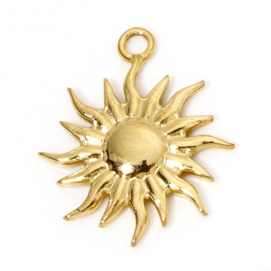 Imagen de 2 Unidades Recubrimiento al Vacío PVD Ecológico 304 Acero Inoxidable Galaxia Colgantes Sol 18K Oro Real Chapado 23mm x 19.5mm