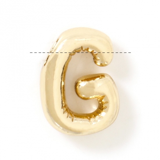 Image de 1 Pièce Breloques en Laiton Respectueux de la Nature Alphabet Majuscule Lettre Initiale Plaqué Or Véritable 14K Mots" G " 11mm x 8mm