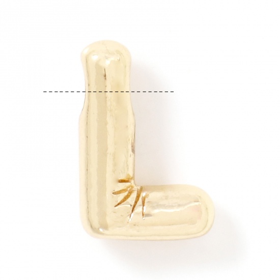 Image de 1 Pièce Breloques en Laiton Respectueux de la Nature Alphabet Majuscule Lettre Initiale Plaqué Or Véritable 14K Mots" L " 11.5mm x 8mm