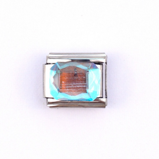 Image de 1 Pièce Bracelet à Maillons Breloques Italiens Accessories de Fabrication de Bracelets Bijoux DIY en Acier Inoxydable Argent Mat Rectangle 10mm x 9mm