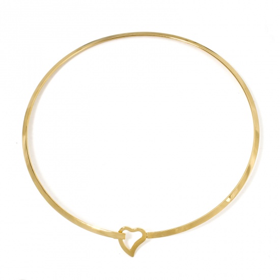 Picture of 1 Piece 304 Stainless Steel Collar Neck Ring Necklace For DIY Jewelry Making Round Heart 18K Gold Plated 45cm(17.7") long, Chain Size: 4mm