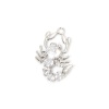 Picture of 1 Piece Eco-friendly Brass Halloween Charms Real Platinum Plated Scorpion Clear Rhinestone 24mm x 17mm