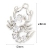 Picture of 1 Piece Eco-friendly Brass Halloween Charms Real Platinum Plated Scorpion Clear Rhinestone 24mm x 17mm