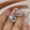 Picture of 1 Piece Eco-friendly Brass Halloween Charms Real Platinum Plated Scorpion Clear Rhinestone 24mm x 17mm