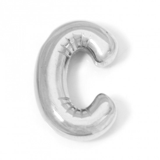 Picture of 2 PCs 304 Stainless Steel Charms Silver Tone Message " C " 20mm x 14mm