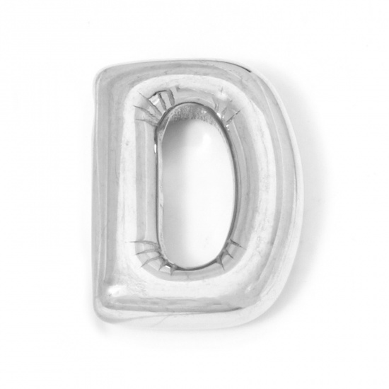 Picture of 2 PCs 304 Stainless Steel Charms Silver Tone Message " D " 21mm x 16mm