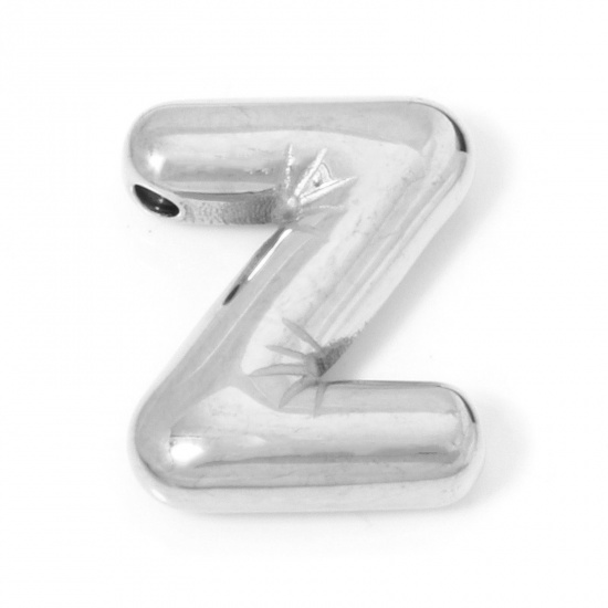 Picture of 2 PCs 304 Stainless Steel Charms Silver Tone Message " Z " 19.5mm x