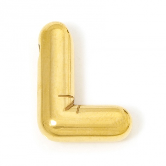 Imagen de 2 Unidades Recubrimiento al Vacío PVD Ecológico 304 Acero Inoxidable Colgantes Chapado en Oro de 18K Letra Mayúscula Mensaje " L " 19.5mm x 15mm