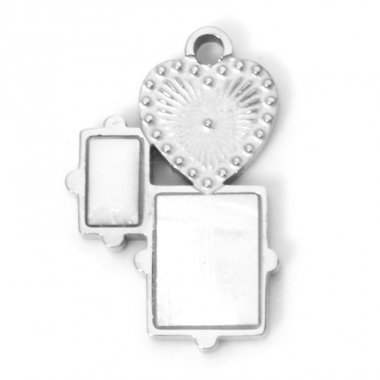 Immagine di 2 Pz 304 Acciaio Inossidabile & Conchiglia Ciondoli Geometrica Tono Argento Bianco 15mm x 10mm