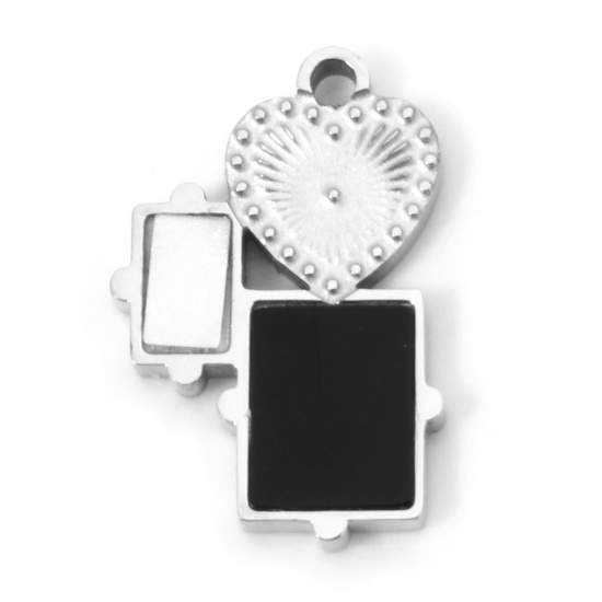 Immagine di 2 Pz 304 Acciaio Inossidabile & Conchiglia Ciondoli Geometrica Tono Argento 15mm x 10mm