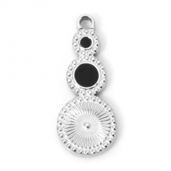 Immagine di 2 Pz 304 Acciaio Inossidabile & Conchiglia Ciondoli Geometrica Tono Argento Nero 15mm x 6mm