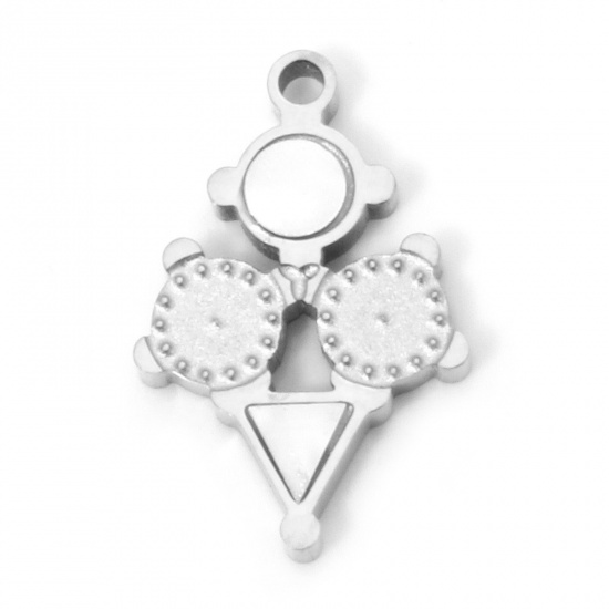 Immagine di 2 Pz 304 Acciaio Inossidabile & Conchiglia Ciondoli Geometrica Tono Argento Bianco 15mm x 10mm