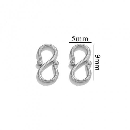 Immagine di 5 Pz 304 Acciaio Inossidabile Connettori Fermaglio Forma di S Tono Argento 9mm x 5mm