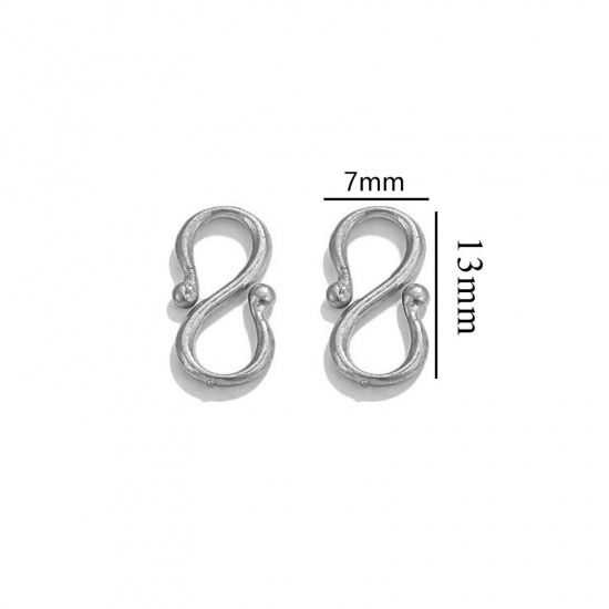 Immagine di 5 Pz 304 Acciaio Inossidabile Connettori Fermaglio Forma di S Tono Argento 13mm x 7mm