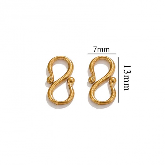 Immagine di 5 Pz Placcatura Sottovuoto 304 Acciaio Inossidabile Connettori Fermaglio Forma di S Placcato Oro 18K 13mm x 7mm