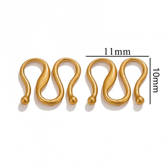 Immagine di 5 Pz Placcatura Sottovuoto 304 Acciaio Inossidabile Connettori Fermaglio Forma di M Placcato Oro 18K 11mm x 10mm