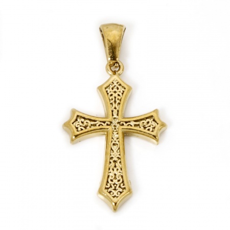 Imagen de 1 Unidad Enchapado al Vacío 304 Acero Inoxidable Religión Colgantes Charms Cruz Chapado en Oro 31.5mm x 17mm