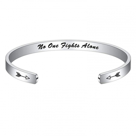 Picture of 304 Stainless Steel Positive Quotes Energy Open Cuff Bangles Bracelets Silver Tone English Vocabulary 7cm x 5cm