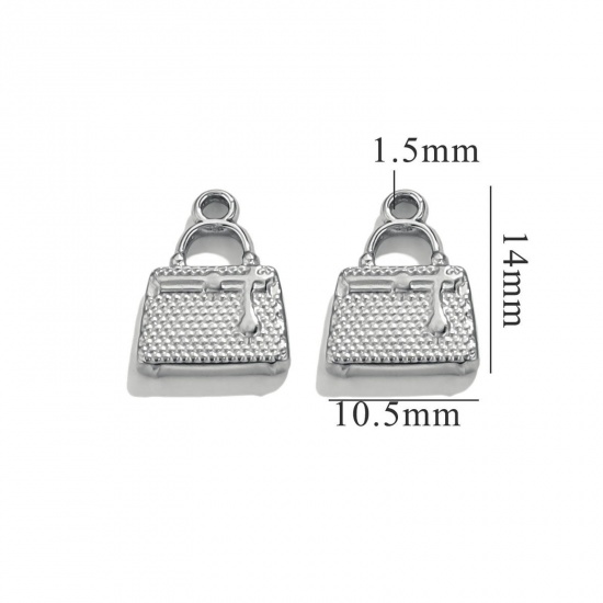 Image de 5 Pcs Breloques en 304 Acier Inoxydable Sac Argent Mat 14mm x 11mm