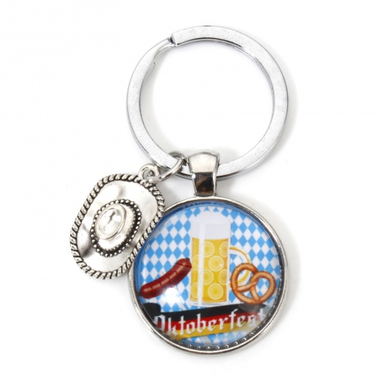 Immagine di 1 Pz 304 Acciaio Inossidabile & Resina Anello Portachiavi Tono Argento Boccale di Birra Cappello 5.9cm x 2.8cm