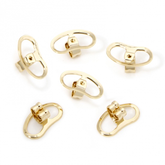 Immagine di 2 Pz Ecologico Ottone Orecchino Indietro Tappi Placcato Oro 18K Naso di Maiale 13mm x 7.5mm