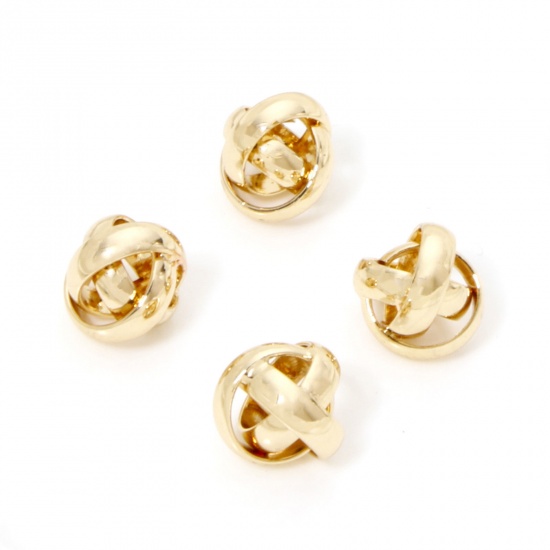 Picture of 1 Piece Brass Beads For DIY Jewelry Making 14K Real Gold Plated Love Knot About 8mm Dia., Hole: Approx 1.2mm