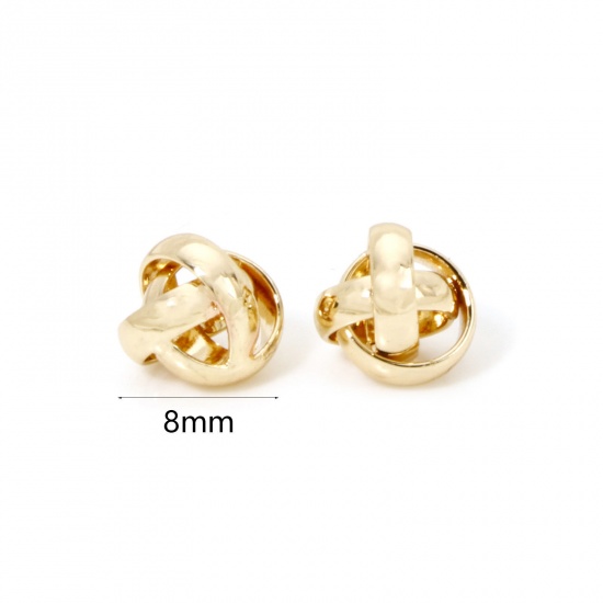 Picture of 1 Piece Brass Beads For DIY Jewelry Making 14K Real Gold Plated Love Knot About 8mm Dia., Hole: Approx 1.2mm