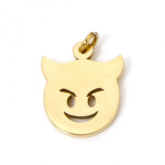 Imagen de 1 Unidad Enchapado al Vacío 304 Acero Inoxidable Sencillo Colgantes Halloween Diablo Chapado en Oro Hueco 14.5mm x 12mm