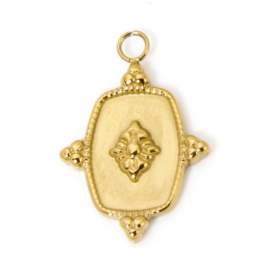 Imagen de 1 Unidad Enchapado al Vacío 304 Acero Inoxidable Retro Colgantes Rectángulo Chapado en Oro Estrella 19.5mm x 13.5mm