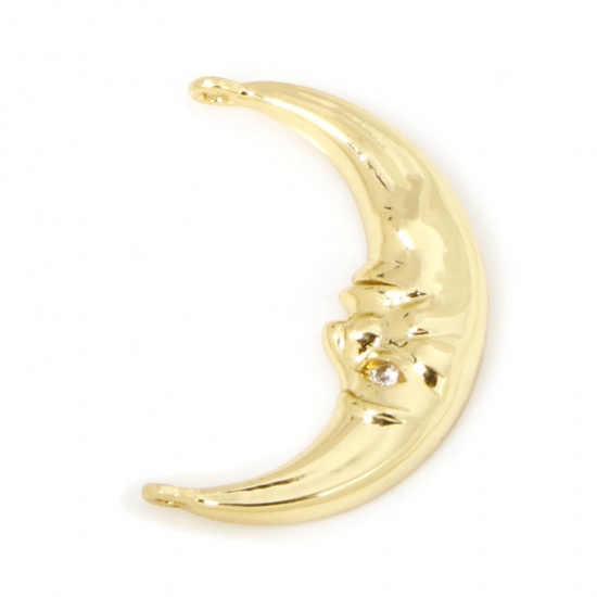 Immagine di 1 Pz Ecologico Ottone Galassia Ciondoli Luna 18K Vero Oro Placcato Faccia del Luna 24mm x 17mm