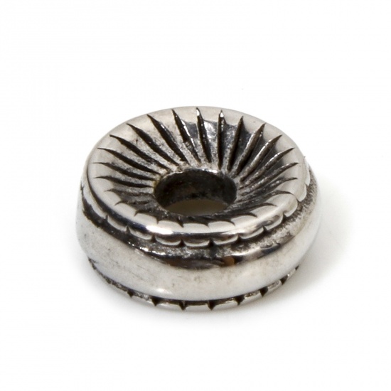 Imagen de 2 Unidades 304 Acero Inoxidable Cuentas Para Hacer Joyas De Bricolaje Rueda Plata Antigua 8mm Diámetro, Agujero: Aprox 2.2mm
