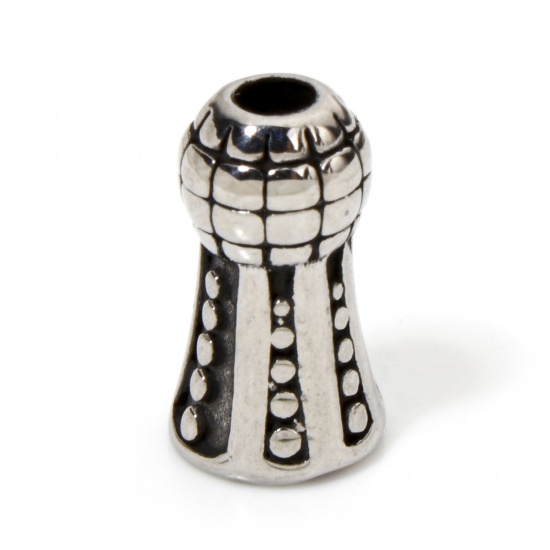 Imagen de 1 Unidad 304 Acero Inoxidable Cuentas Para Hacer Joyas De Bricolaje Torre Plata Antigua Punto 13mm Diámetro, 7mm x Agujero: Aprox 2.4mm