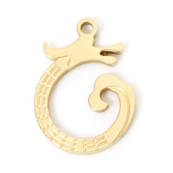 Bild von 2 Stück Umweltfreundliche PVD-Vakuumbeschichtung 304 Edelstahl Charms 18K Vergoldet Drache 16mm x 12mm