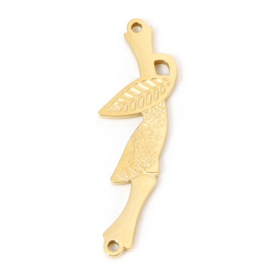 Bild von 2 Stück Vakuumbeschichtung 304 Edelstahl Steckverbinder Charms Anhänger Bamboo-förmig 18K Vergoldet 3cm x 0.9cm