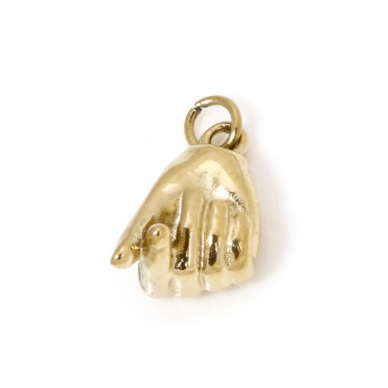 Imagen de 1 Unidad Enchapado al Vacío 304 Acero Inoxidable Sencillo Colgantes Signo de la Mano del Amor Chapado en Oro 9mm x 6mm