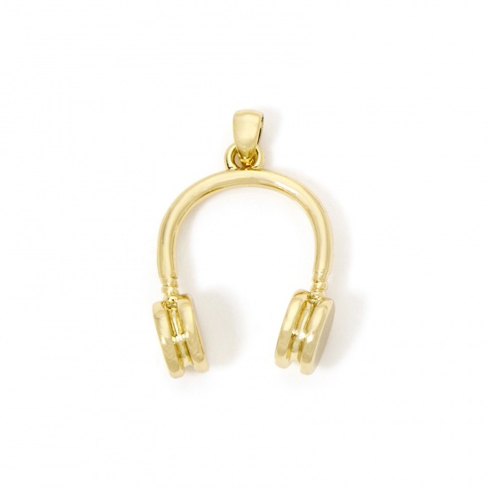 Imagen de 1 Unidad Respetuoso del Medio Ambiente Latón Colgantes Charms Auricular 18K Oro Real Chapado 3D 27mm x 17mm
