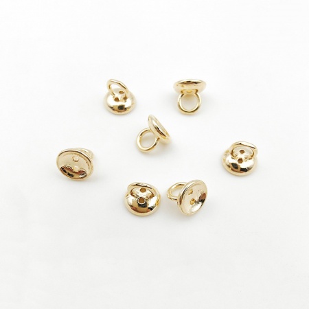 Bild von 10 Stück Messing Schnur Endkappen für Halskette oder Armband Rund Scheibe 14K Echtgold plattiert 6mm D.