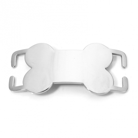 Image de 2 Pcs Connecteurs Pendentifs BreloquesÉtiquettes d'Estampage Vierges Étiquette de Nom pour Collier de Chien Identification d'Animal de Compagnie en 304 Acier Inoxydable OS Argent Mat Polissage Double Face 5cm x 2.5cm