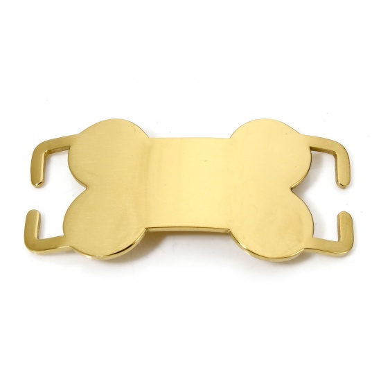 Image de 2 Pcs Connecteurs Pendentifs BreloquesÉtiquettes d'Estampage Vierges Étiquette de Nom pour Collier de Chien Identification d'Animal de Compagnie en 304 Acier Inoxydable OS Doré Polissage Double Face 5cm x 2.5cm