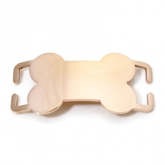 Image de 2 Pcs Connecteurs Pendentifs BreloquesÉtiquettes d'Estampage Vierges Étiquette de Nom pour Collier de Chien Identification d'Animal de Compagnie en 304 Acier Inoxydable OS Or Rose Polissage Double Face 5cm x 2.5cm