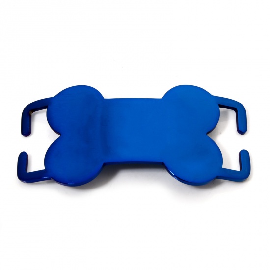 Image de 2 Pcs Connecteurs Pendentifs BreloquesÉtiquettes d'Estampage Vierges Étiquette de Nom pour Collier de Chien Identification d'Animal de Compagnie en 304 Acier Inoxydable OS Bleu Polissage Double Face 5cm x 2.5cm