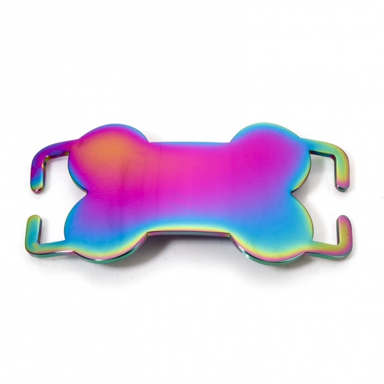 Image de 2 Pcs Connecteurs Pendentifs BreloquesÉtiquettes d'Estampage Vierges Étiquette de Nom pour Collier de Chien Identification d'Animal de Compagnie en 304 Acier Inoxydable OS Plaqué de Couleur Arc-en-ciel Polissage Double Face 5cm x 2.5cm